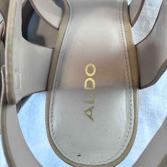 ALDO Nude Camel Wedge Platform Sandals | Crisscross Strap | Approx Fits 8โ9 - Picture 5 of 6